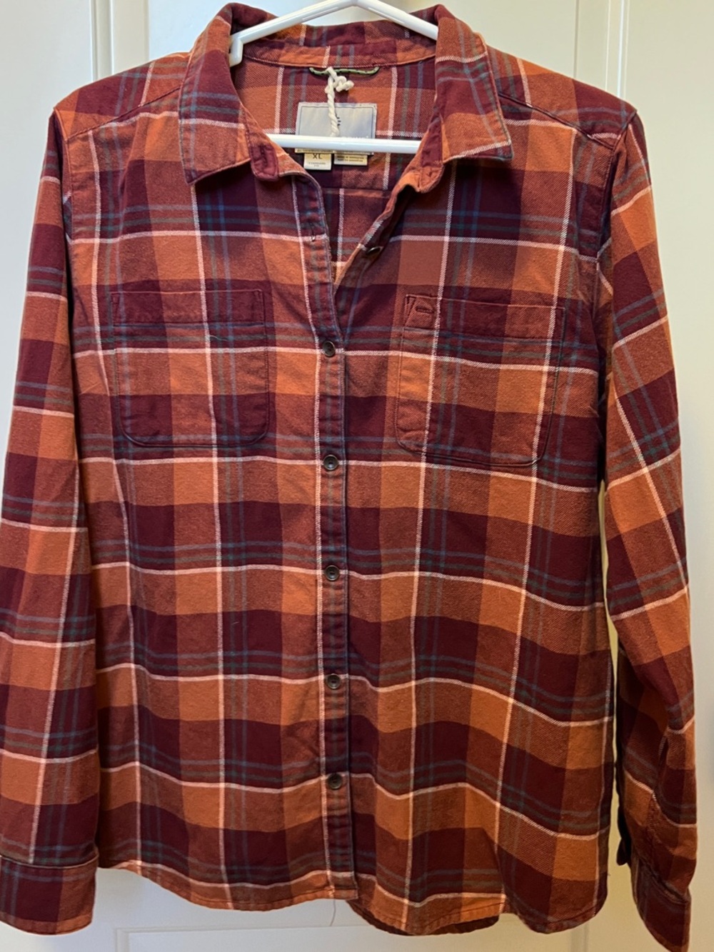 Royal Robbins Plaid Button-Down Shirt in Burgundy + Terra Cotta